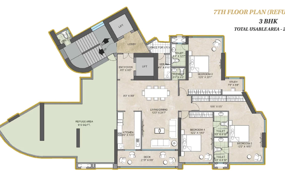 25024 Oth Acropolis 3Bhk Plan Wing B - Juhu Acropolis, Juhu